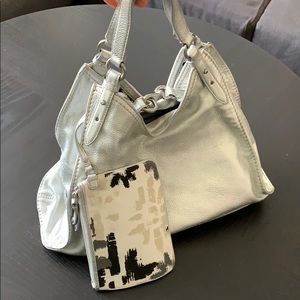 Cole Haan leather/fabric reversible hobo bag